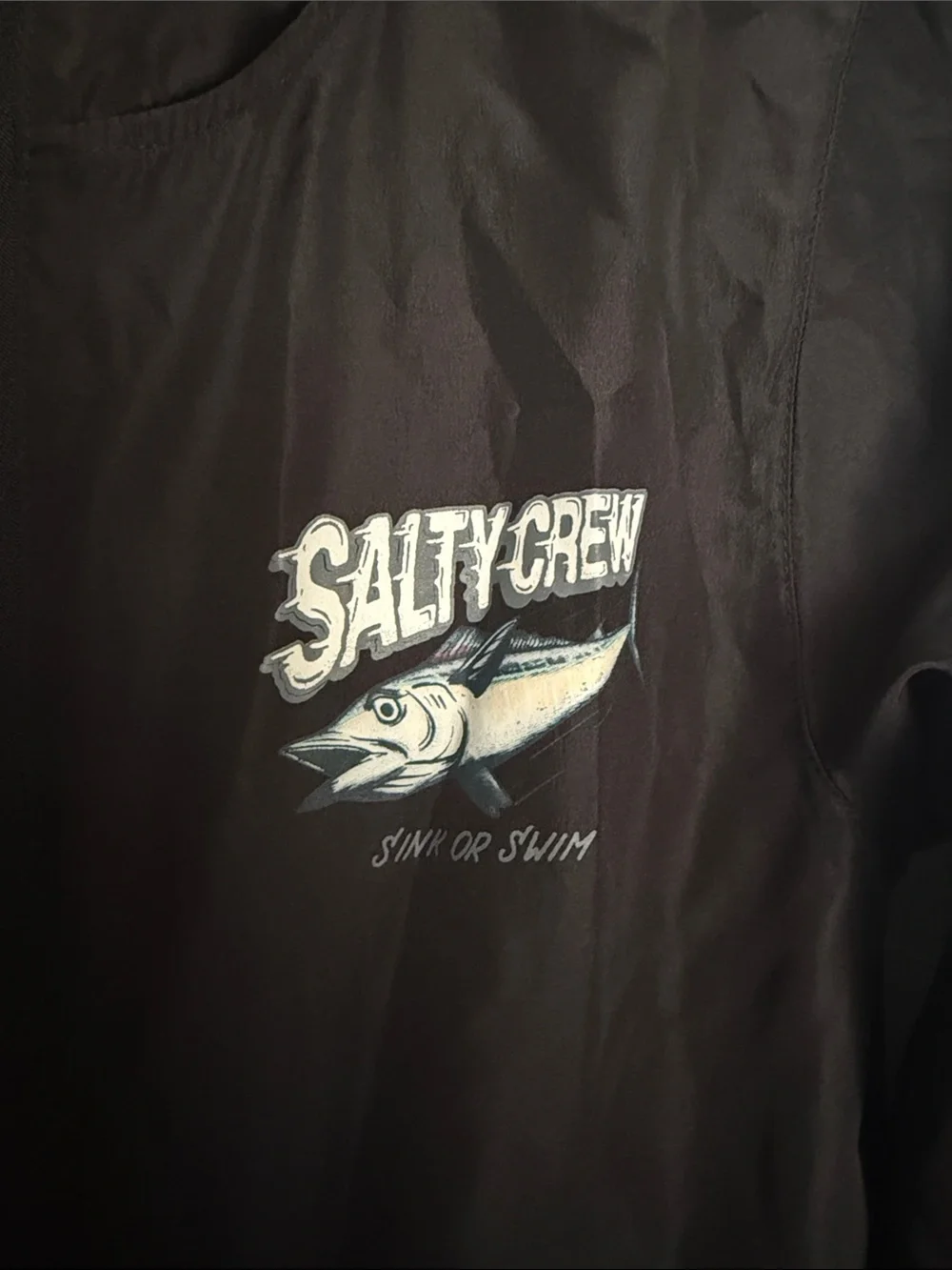 Salty Crew Black Hooded Kids Windbreaker Jacket | Size Small